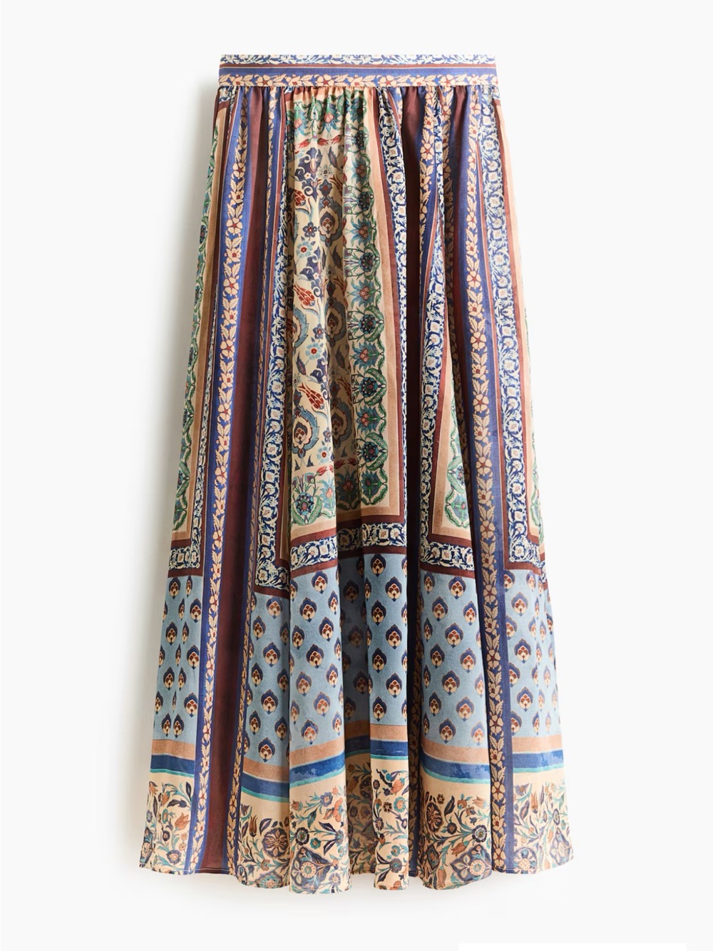 H&M set Bohemian Printed Maxi Skirt in Blue and Brown with matching top